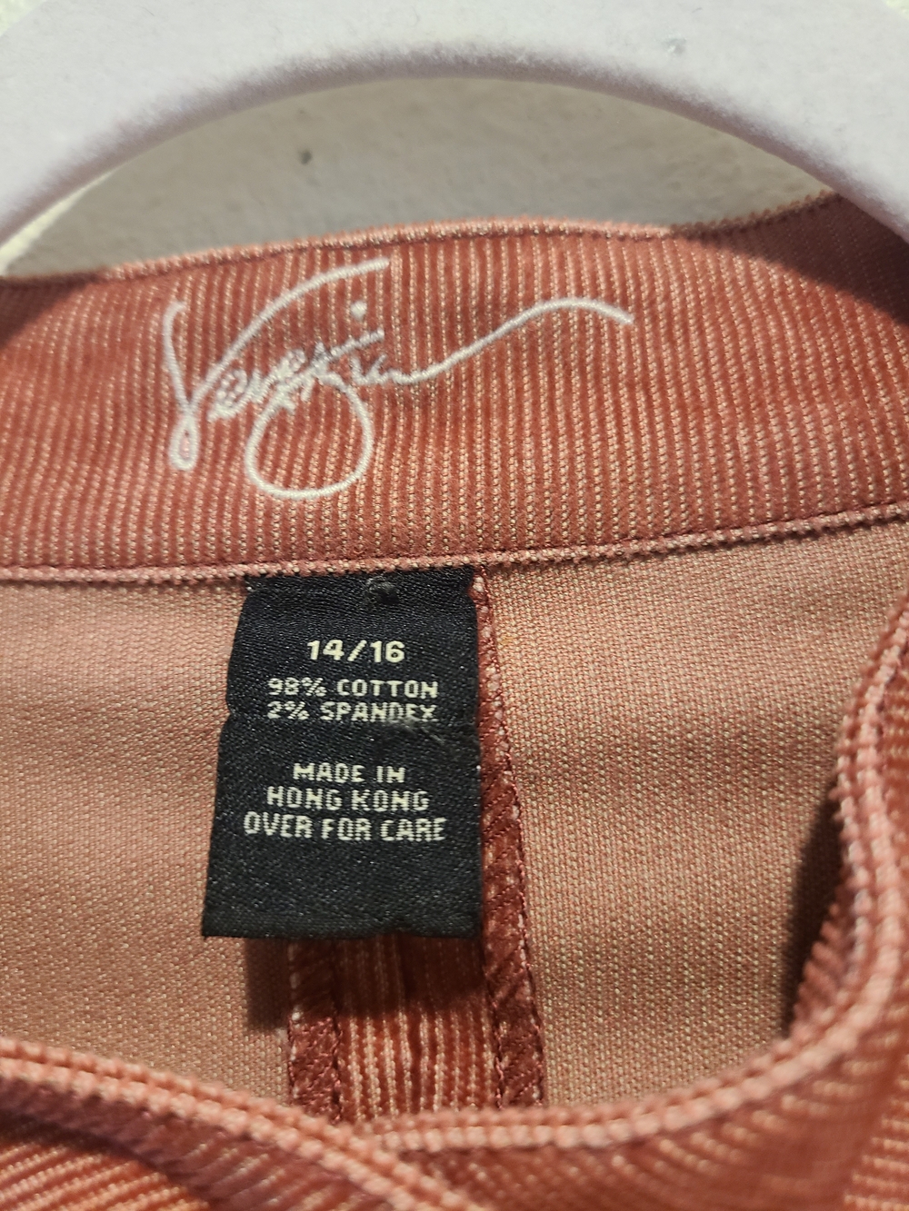 Venezia Corduroy Rust Embroidered Cropped Jean Jacket with Trim - Picture 4 of 4